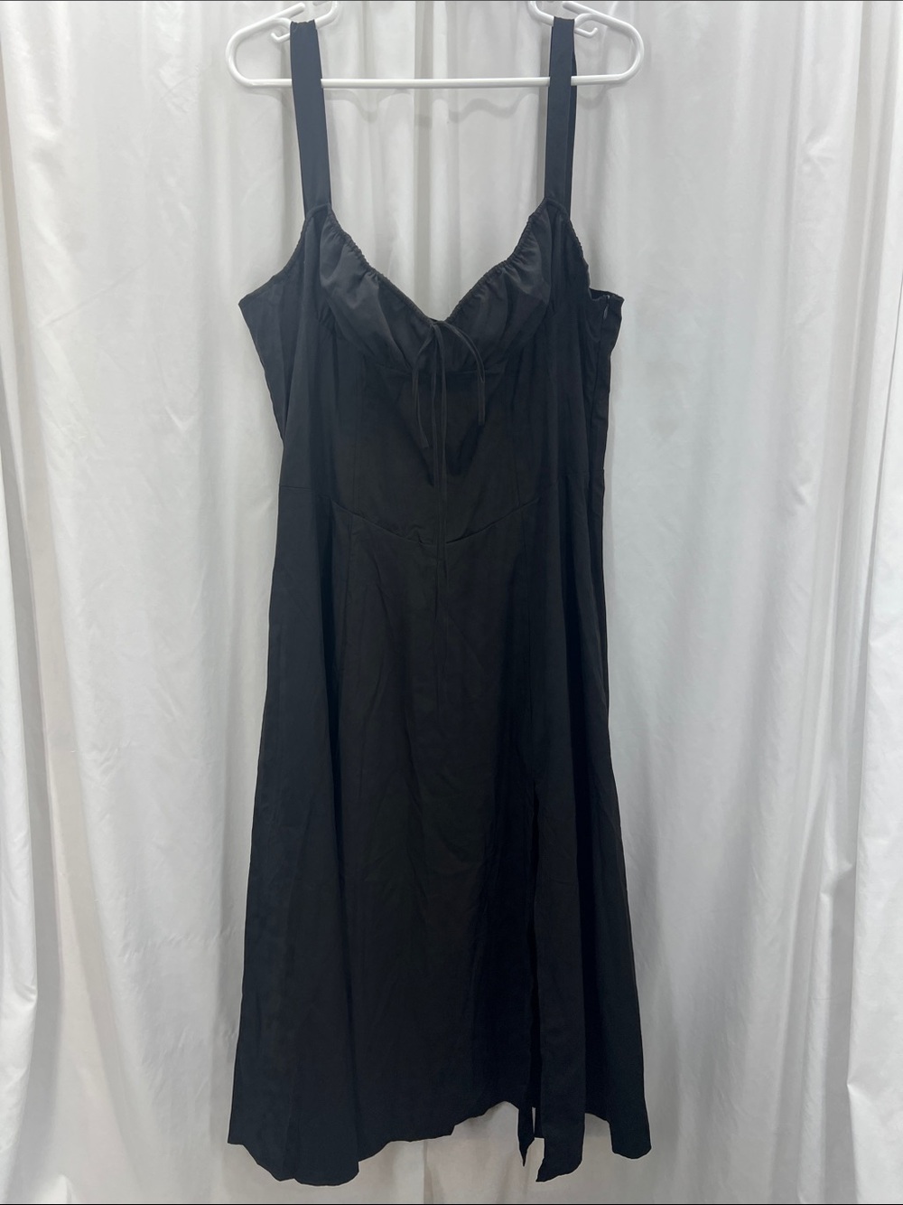Women's XL Maxi Milkmaid Dress with Tie Front Pockets Witchy Renaissance - Picture 2 of 11
